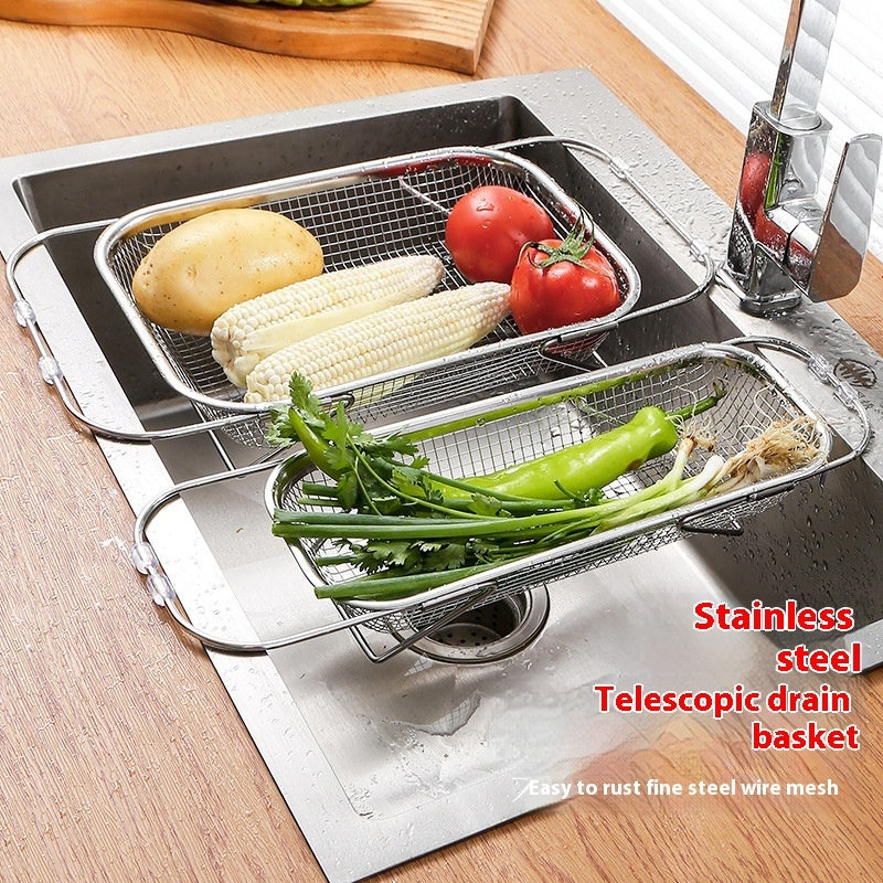 Adjustable Stainless Sink Basket for Washing & Draining